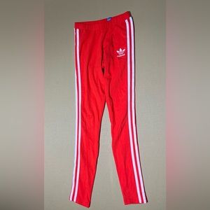 Adidas red striped leggings, size 2XS
